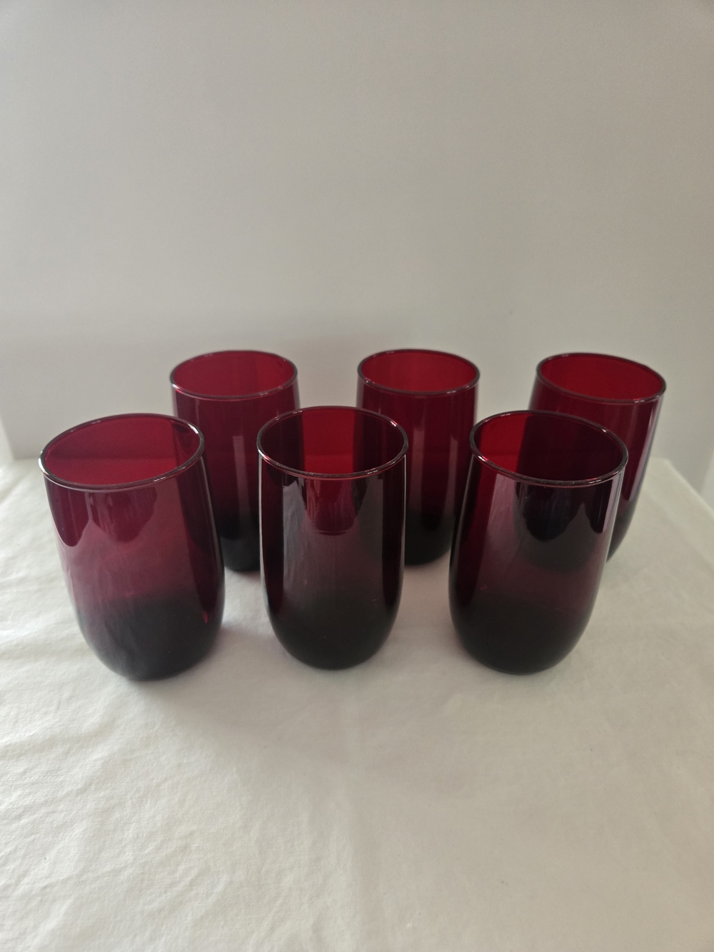 Vintage Anchor Hocking Roly Poly Ruby Red Stemless Tumblers - Set of 6 - Picture 2 of 7
